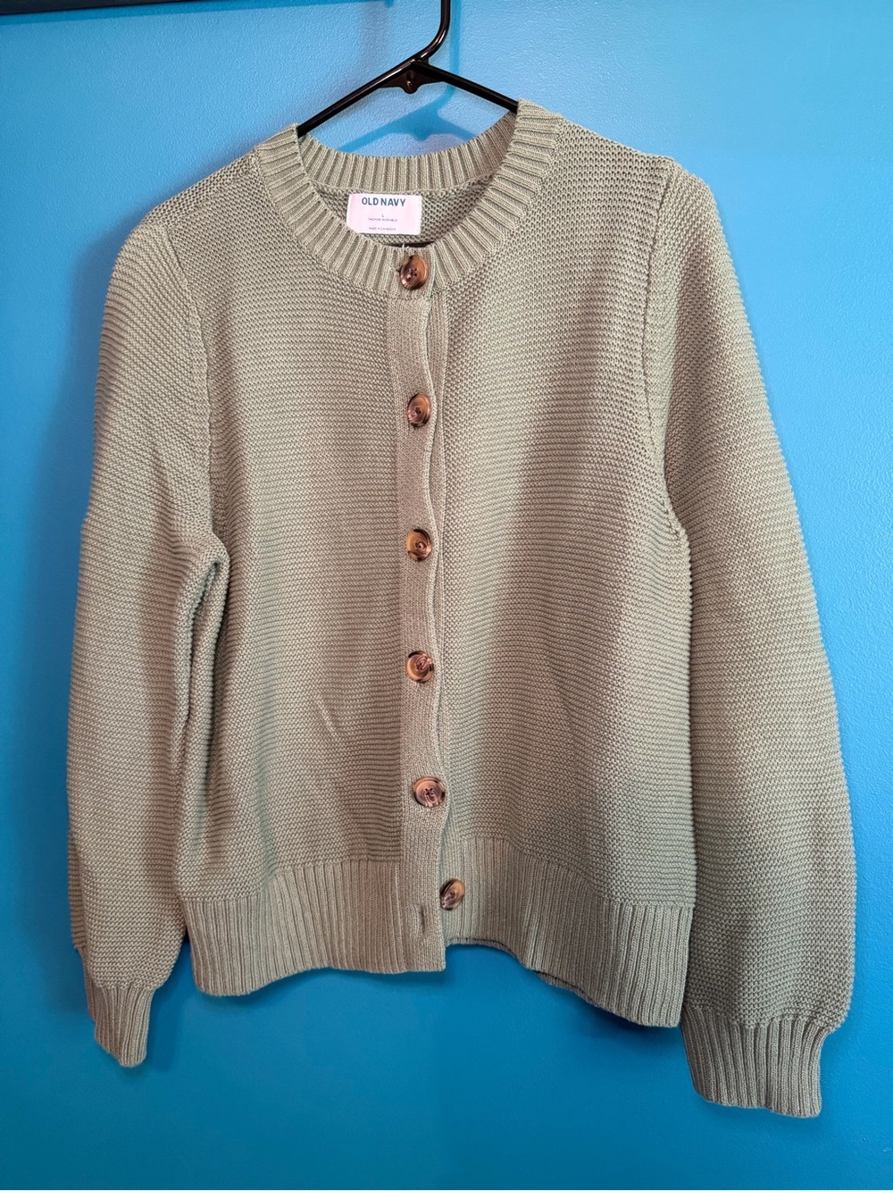 Old Navy Light Sage Green Button-Up Knit Cardigan